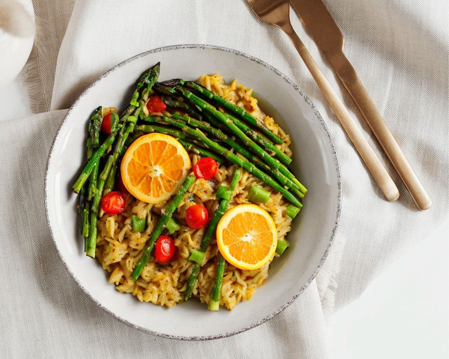 Risotto aux asperges vertes et tomates