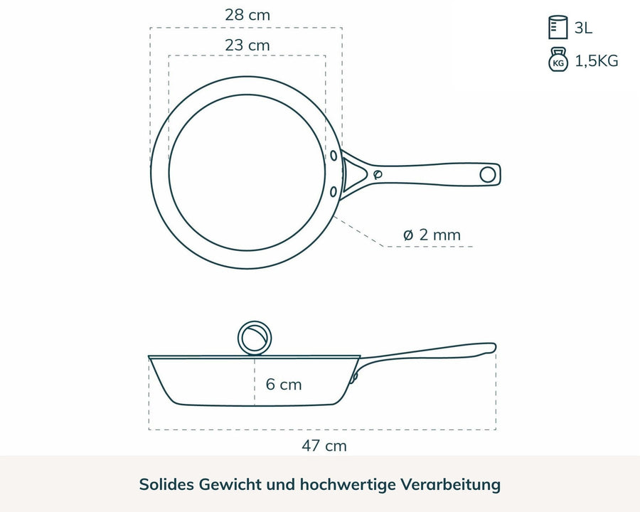 Die unbeschichtete Kupferkernpfanne, 28 cm
